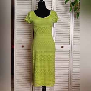 NWT Almost Famous Neon Green Crochet Midi Dress Size M